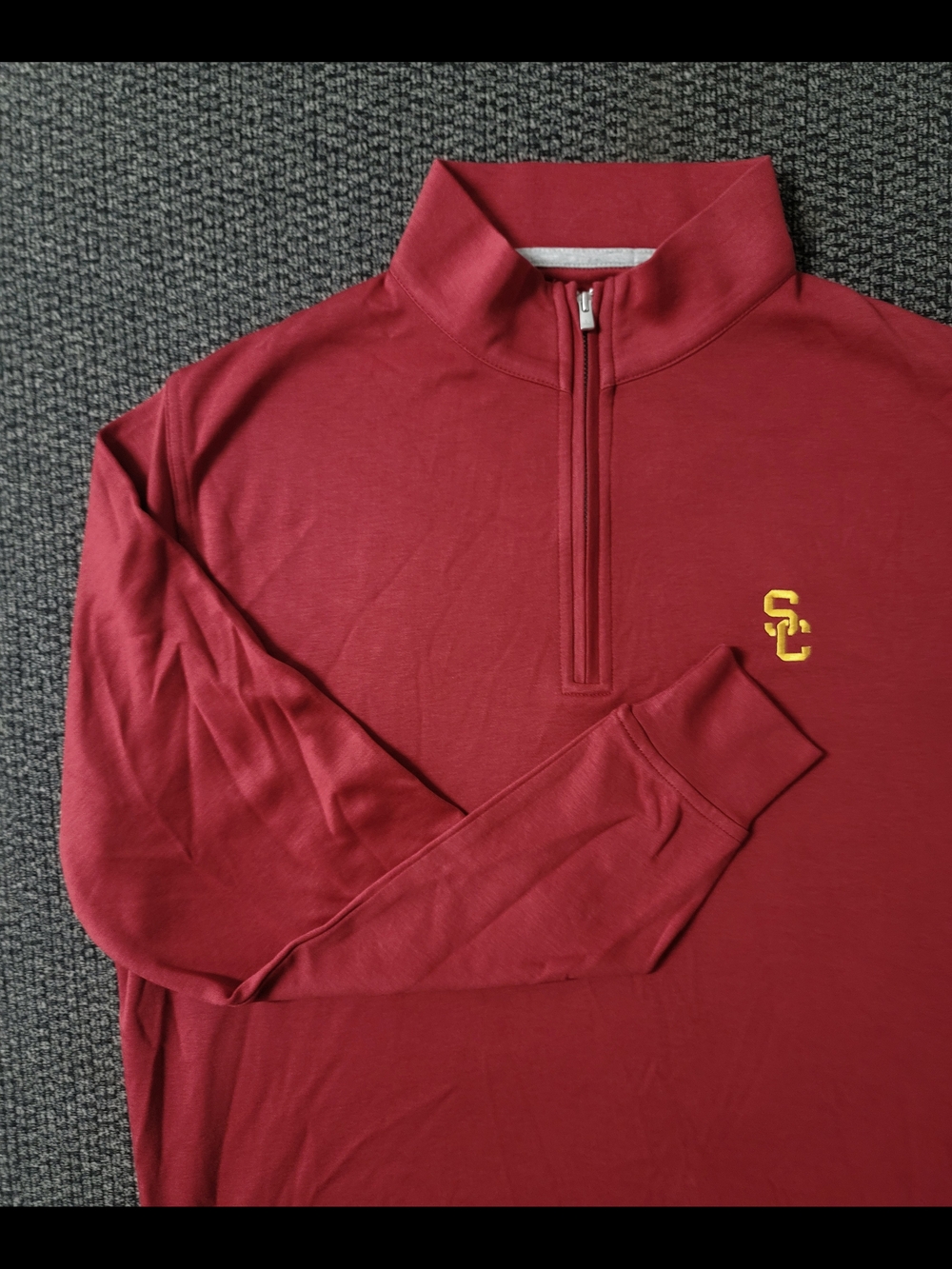 Peter Millar USC Trojans 1/4 Zip Red Pullover 100% Cotton Men's Medium